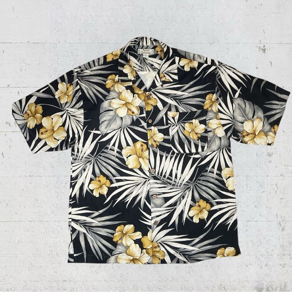 Tommy Bahama Hawaiian Shirt Mens L Tropical 100% Silk Aloha Camp Beach Tiki